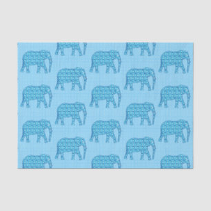 Lotus Flower Elephant, Turquoise and White Tissue Paper