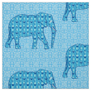 Lotus flower elephant - turquoise fabric