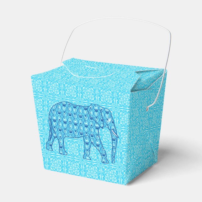 Lotus flower elephant - turquoise favour box (Front Side)