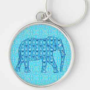 Lotus flower elephant - turquoise key ring