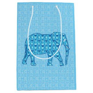 Lotus flower elephant - turquoise medium gift bag