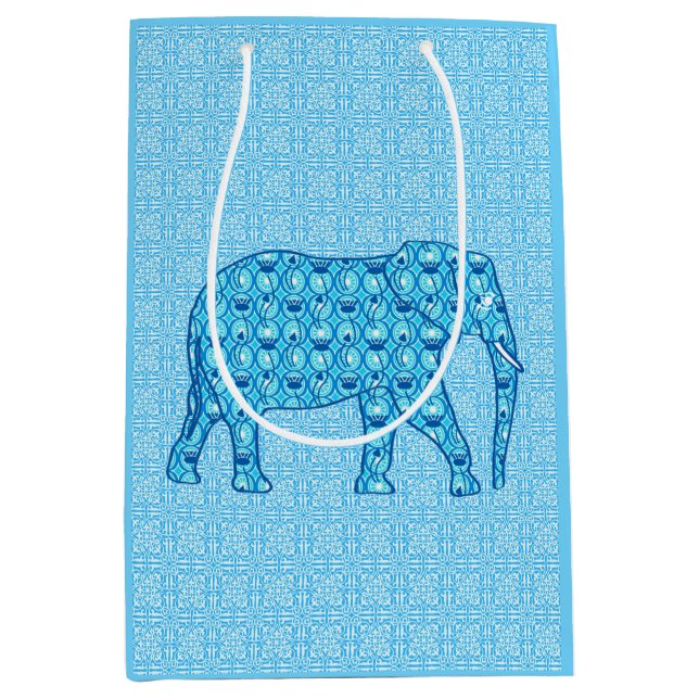 Lotus flower elephant - turquoise medium gift bag (Front)
