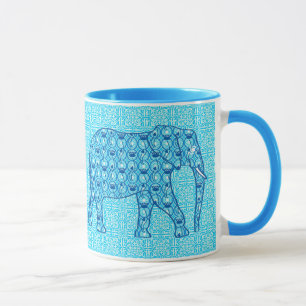 Lotus flower elephant - turquoise mug