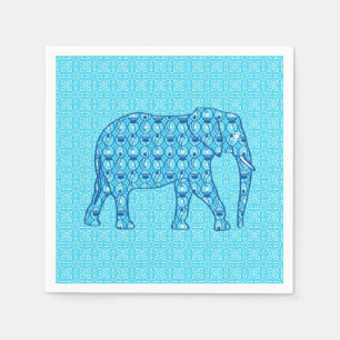 Lotus flower elephant - turquoise napkin