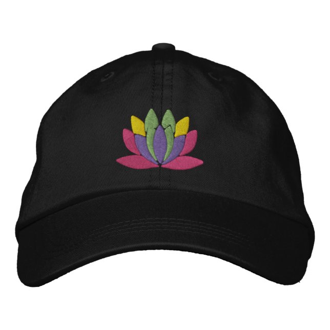 Lotus Flower Embroidered Hat (Front)