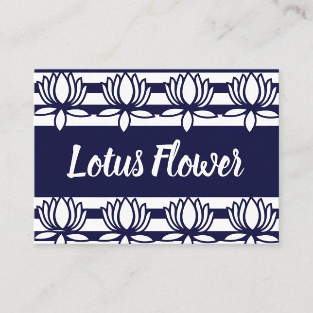 Lotus Flower Floral Stripe Pattern Business Card (Front)