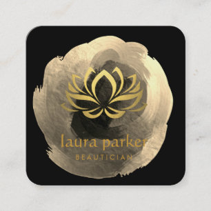 Lotus Flower Gold Art Logo Healing Yoga Holistic Square Business Card