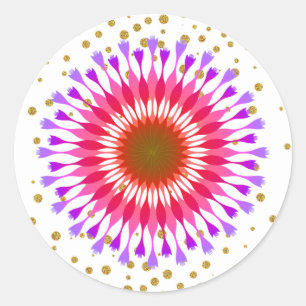 Lotus Flower Gold Glitter Wedding Confetti Classic Round Sticker