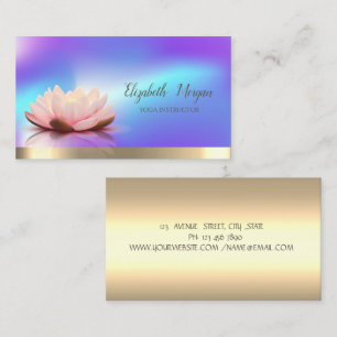Lotus Flower Gold,Holographic Yoga Instructor Business Card