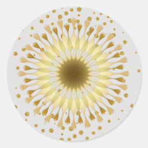 Lotus flower Gold Yellow Wedding confetti Classic Round Sticker