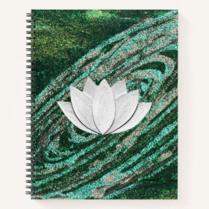 Lotus Flower Green Galaxy Notebook