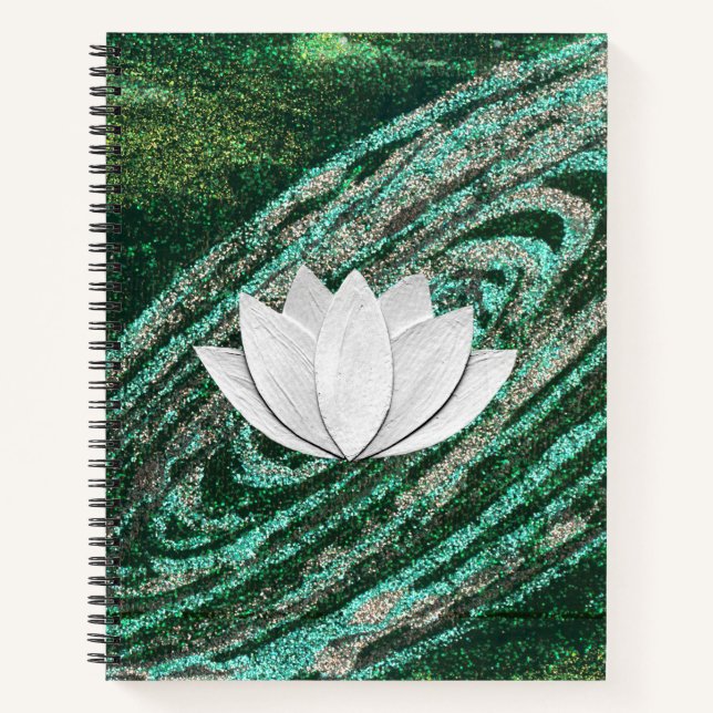 Lotus Flower Green Galaxy Notebook (Front)