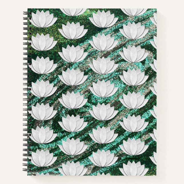Lotus Flower Green Galaxy Notebook (Front)