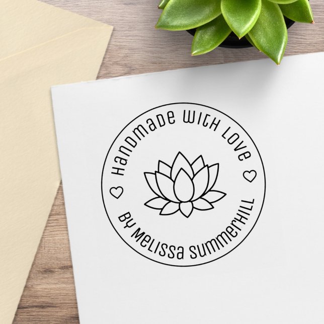 Lotus Flower Handmade with Love Rubber Stamp (Creator Uploaded)