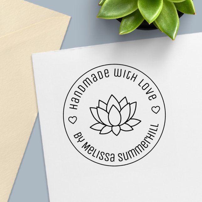 Lotus Flower Handmade with Love Self-inking Stamp (Creator Uploaded)