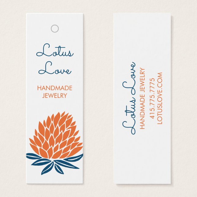 Lotus Flower HangTag Jewellery Clothing Display Ca (Front & Back)