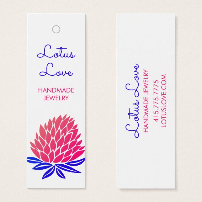 Lotus Flower HangTag Jewellery Clothing Display Ca (Front & Back)
