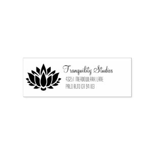 Lotus flower icon return address self-inking stamp
