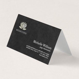 Lotus Flower Icon   Simple Sleek Black Business Card