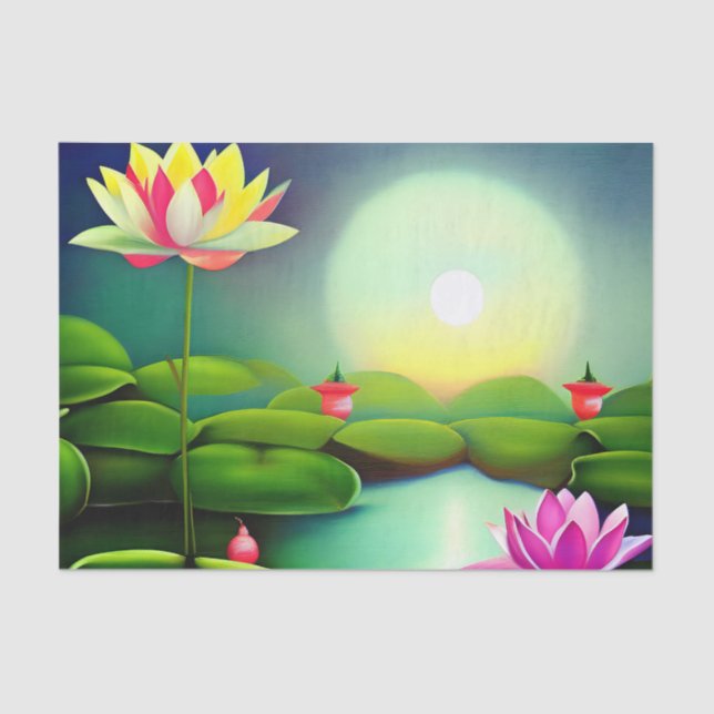 Lotus flower in a pond tissue paper (Front)