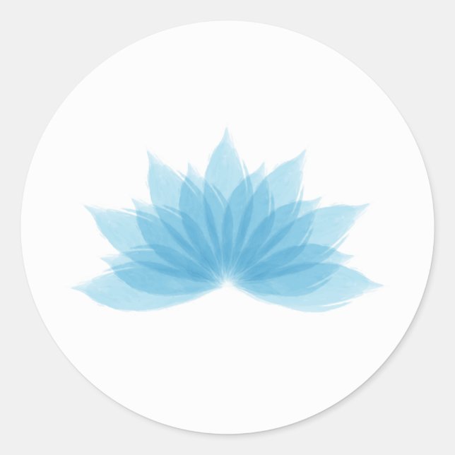 Lotus flower in blue colour classic round sticker (Front)