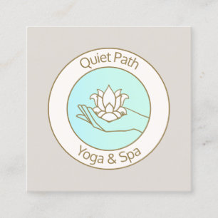 Lotus Flower in Hand Holistic Health Square Business Card
