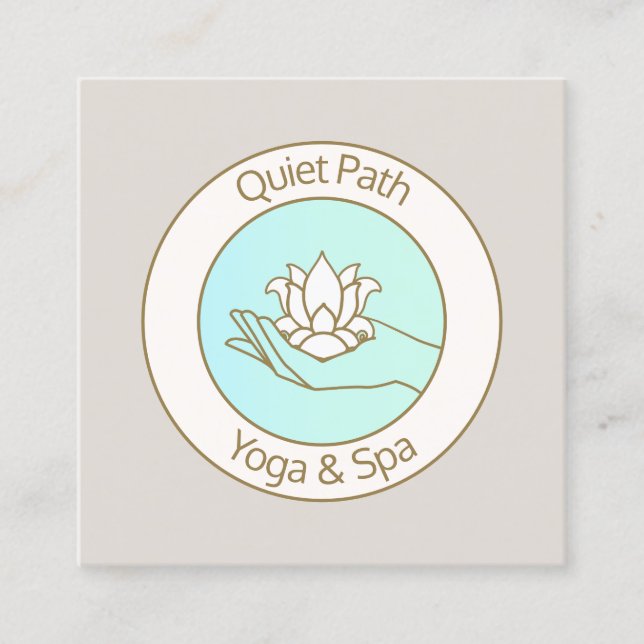 Lotus Flower in Hand Holistic Health Square Business Card (Front)