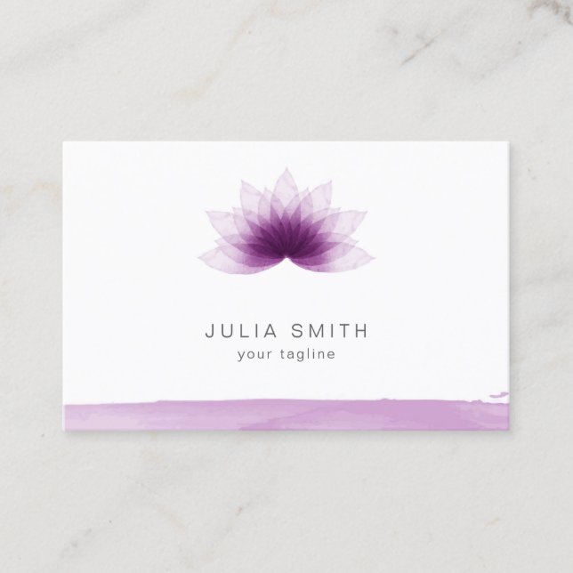 Lotus flower in purple colour business card (Front)