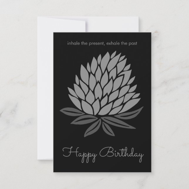 Lotus Flower Inspirational Mindful Happy Birthday  Card (Front)