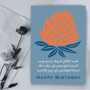 Lotus Flower Inspirational Mindful Happy Birthday  Card
