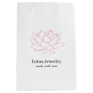 Lotus flower jewelry jeweler floral logo branded medium gift bag