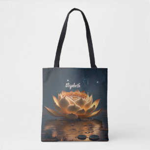 Lotus Flower Lake Dark  Tote Bag