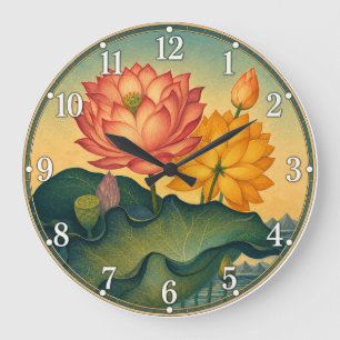 Lotus Flower Large Clock