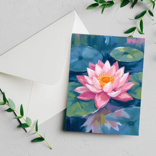 Lotus Flower Lily Pad Watercolor Card