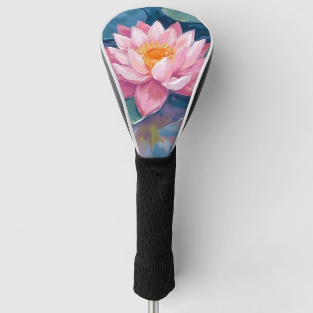 Lotus Flower Lily Pad Watercolor Golf Head Cover (Front)