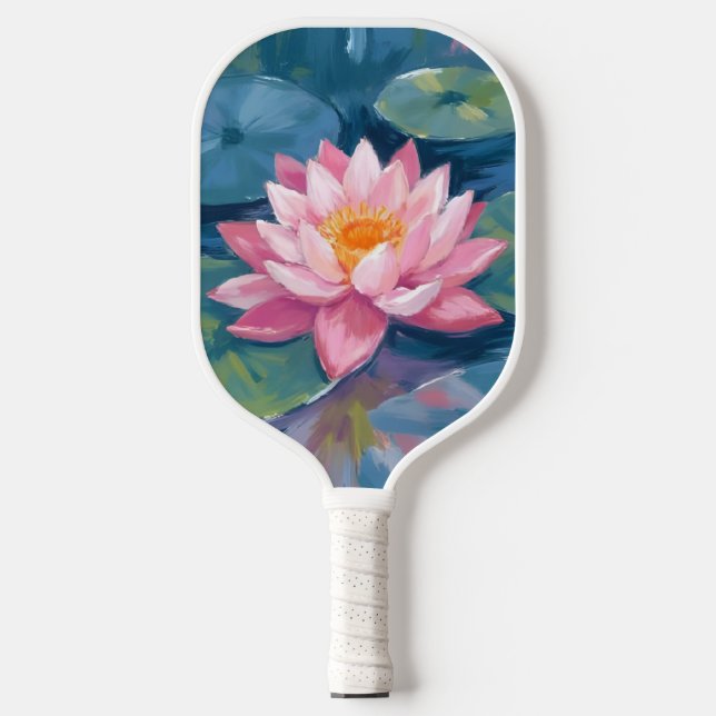 Lotus Flower Lily Pad Watercolor Pickleball Paddle (Front)
