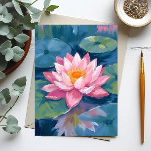 Lotus Flower Lily Pad Watercolor Postcard