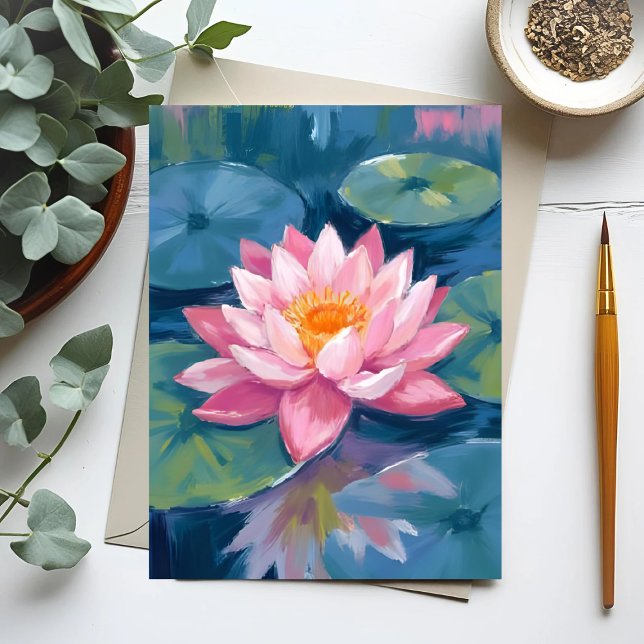 Lotus Flower Lily Pad Watercolor Postcard (Creator Uploaded)