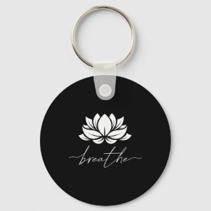 Lotus Flower Line Art Summer Breathe Meditation Yo Key Ring