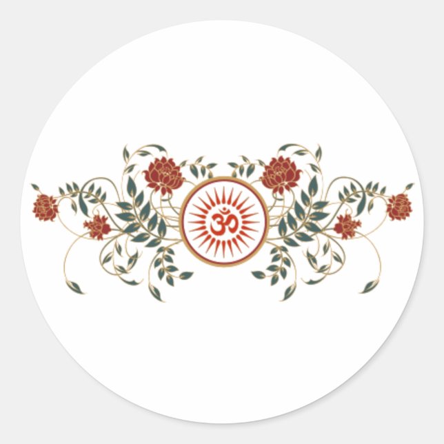 Lotus Flower Logo OM Symbol Blank Round Stickers (Front)