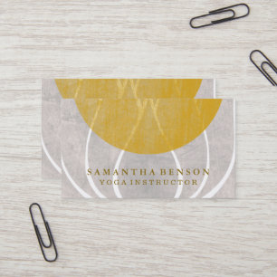 Lotus Flower Logo Yoga Instructor Gold Circle Business Card