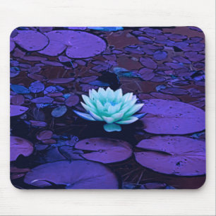Lotus Flower Magical Purple Blue Turquoise Floral Mouse Pad