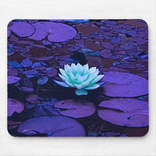 Lotus Flower Magical Purple Blue Turquoise Floral Mouse Pad (Front)