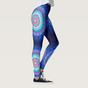 Lotus Flower Mandala - blue cyan violet Leggings