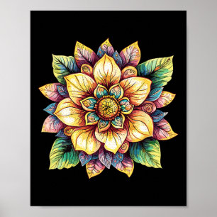 Lotus Flower Mandala Boho Fantasy Poster