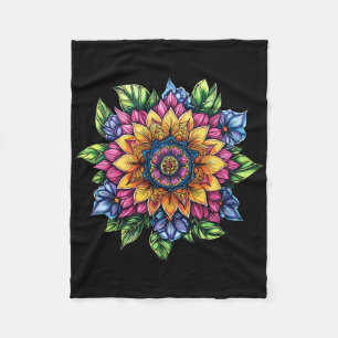 Lotus Flower Mandala Boho Yoga Meditation Fleece Blanket