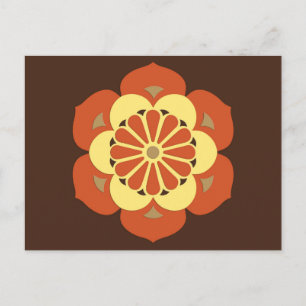 Lotus Flower Mandala, Brown, Rust and Yellow Postcard