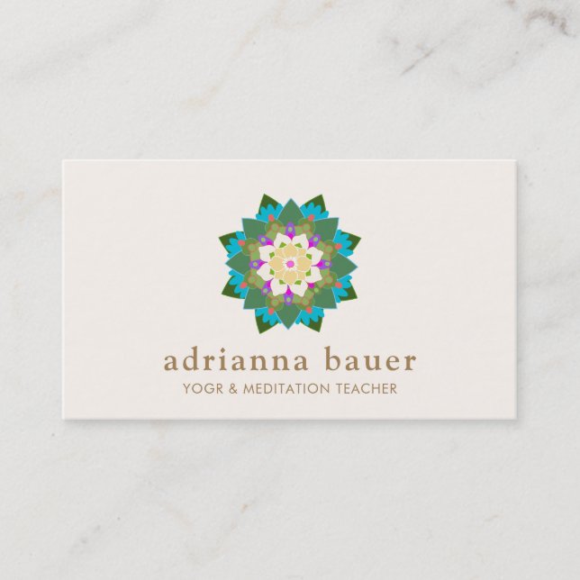 Lotus Flower Mandala  Business Card (Front)