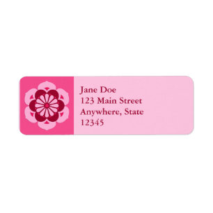 Lotus Flower Mandala, Fuchsia Pink and Burgundy Return Address Label