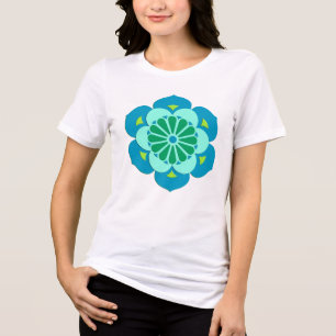 Lotus Flower Mandala, Lime Green and Light Blue Tri-Blend Shirt
